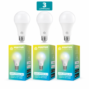 Kit 3 Lâmpadas Smart Wi-Fi Positivo 9W RGB