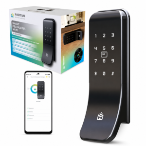 Smart Fechadura Digital Wi-Fi Sobrepor Positivo Preta