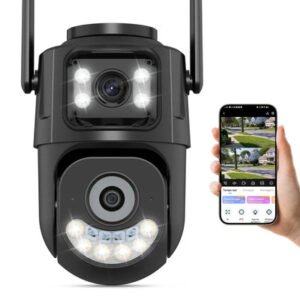 Câmera De Seguranca Externa Ip Wifi 2.4g/5ghz Lente Dupla App Icsee Visão Noturna, Alarme Luminoso, Rastreamento Automático