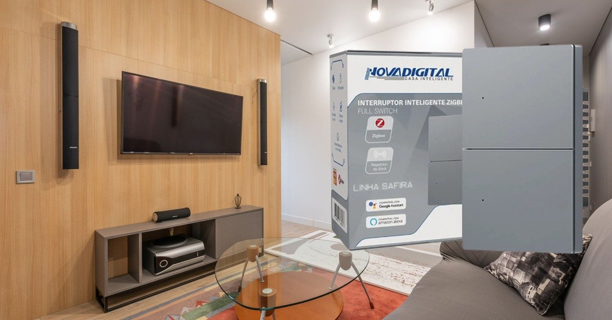 Interruptor Inteligente Zigbee Novadigital 2 Teclas Botões Click Full Switch Sa-2 Safira Automação Tuya Smart Life Compatível Alexa Google Assistant 110v 220v Bivolt Cinza-escuro 127/220v
