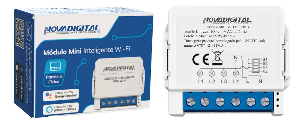 Relé Novadigital 4 Canais Wi-Fi Tuya